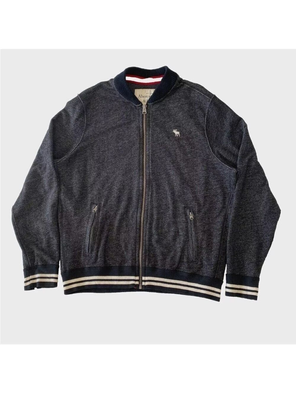 Abercrombie & Fitch Jacket Men XXL 2XL Heather Black Muscle Fit Logo Y2K